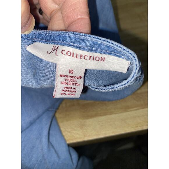 JM Collection Women’s Flared Denim Maxi Light Blue Denim Skirt Tencel Blend LRG - Picture 7 of 8